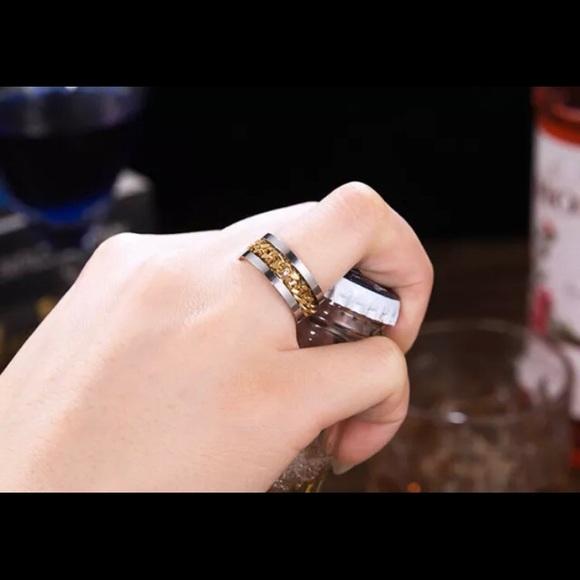 Gorgeous New 925 Silver Mens Gold Chain Wedding Band ! - Picture 4 of 4